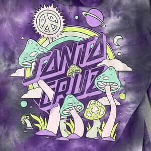 Santa Cruz Hoodie Mens Small Purple Tie Dye Graphic Mushrooms Pullover Skater